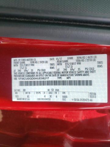 Photo 10 from auction – 2017 FORD ESCAPE SE with VIN 1FMCU0GD0HUE08217