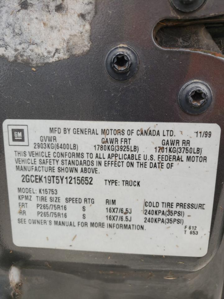 Photo 10 from auction – 2000 CHEVROLET SILVERADO with VIN 2GCEK19T5Y1215652