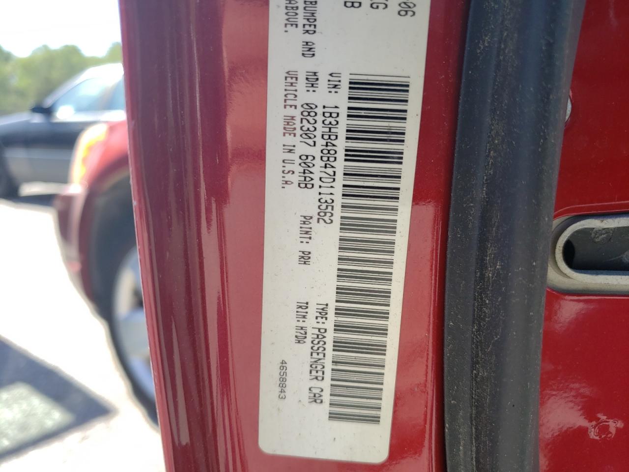 Photo 10 from auction – 2007 DODGE CALIBER SX with VIN 1B3HB48B47D113562