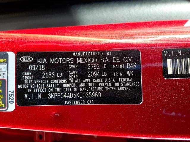Photo 10 from auction – 2019 KIA FORTE EX with VIN 3KPF54AD5KE035969