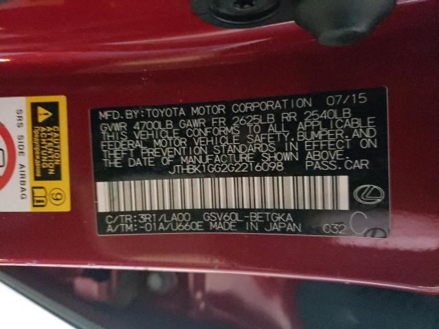 Photo 10 from auction – 2016 LEXUS ES 350 with VIN JTHBK1GG2G2216098