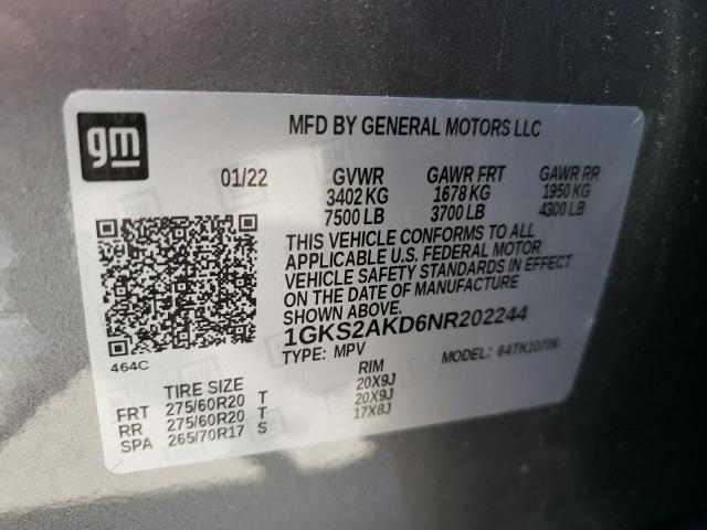 Photo 10 from auction – 2022 GMC YUKON SLE with VIN 1GKS2AKD6NR202244
