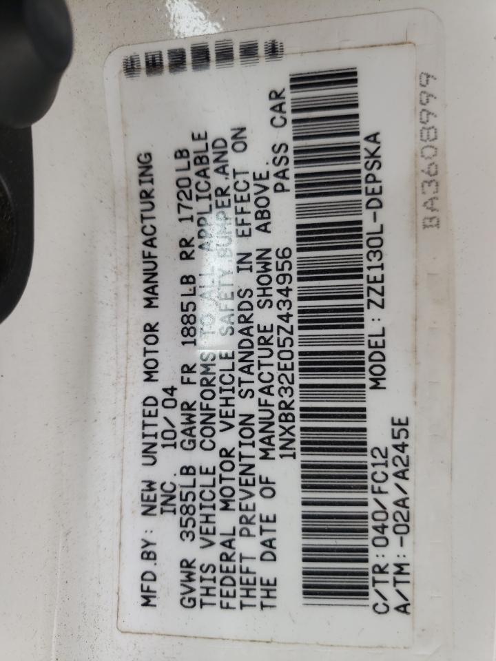 Photo 10 from auction – 2005 TOYOTA COROLLA CE with VIN 1NXBR32E05Z434956
