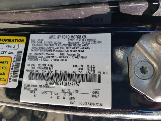 Photo 10 from auction – 2020 FORD FUSION TIT with VIN 3FA6P0D91LR174457