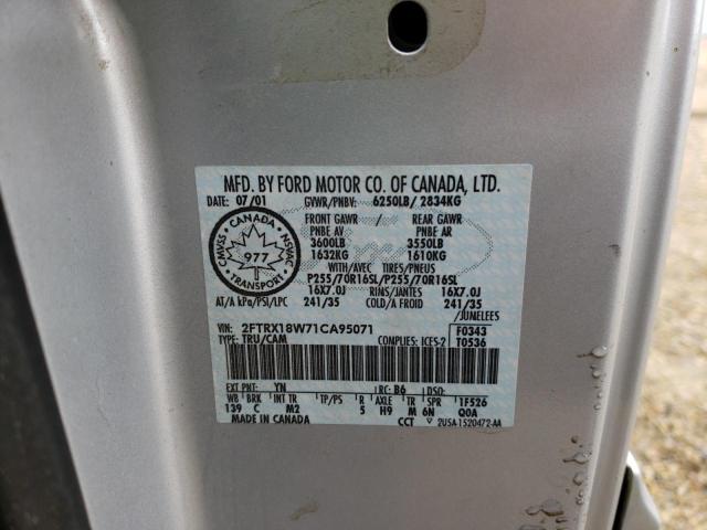 Photo 10 from auction – 2001 FORD F150 with VIN 2FTRX18W71CA95071