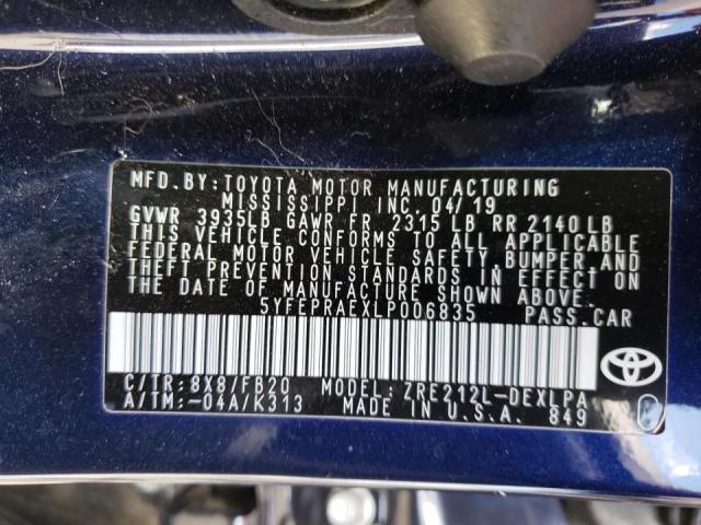 Photo 10 from auction – 2020 TOYOTA COROLLA LE with VIN 5YFEPRAEXLP006835
