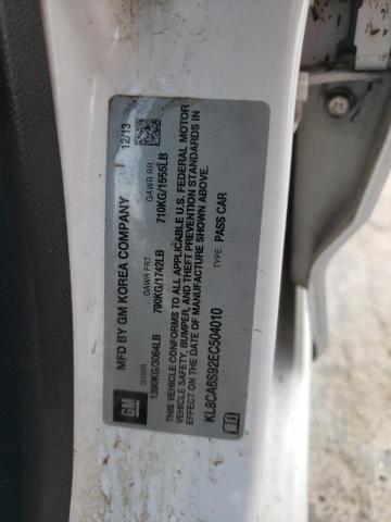 Photo 10 from auction – 2014 CHEVROLET SPARK LS with VIN KL8CA6S92EC504010