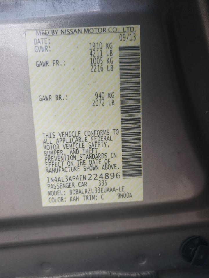 Photo 10 from auction – 2014 NISSAN ALTIMA 2.5 with VIN 1N4AL3AP4EN224896