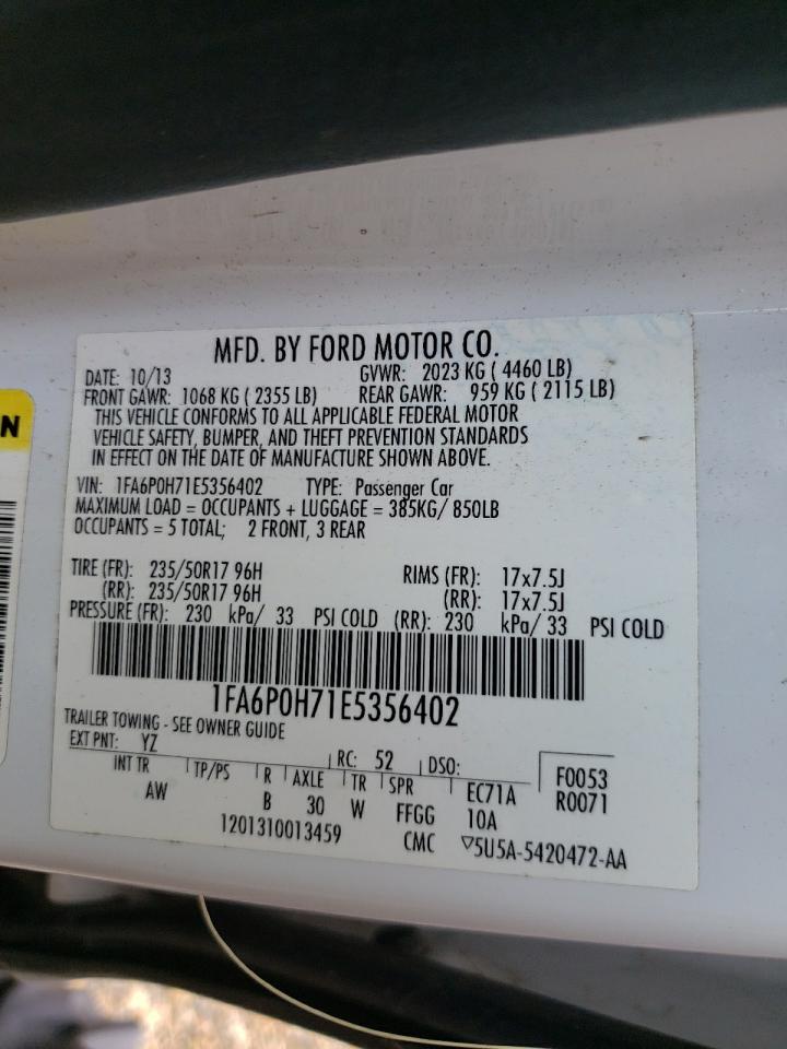Photo 10 from auction – 2014 FORD FUSION SE with VIN 1FA6P0H71E5356402