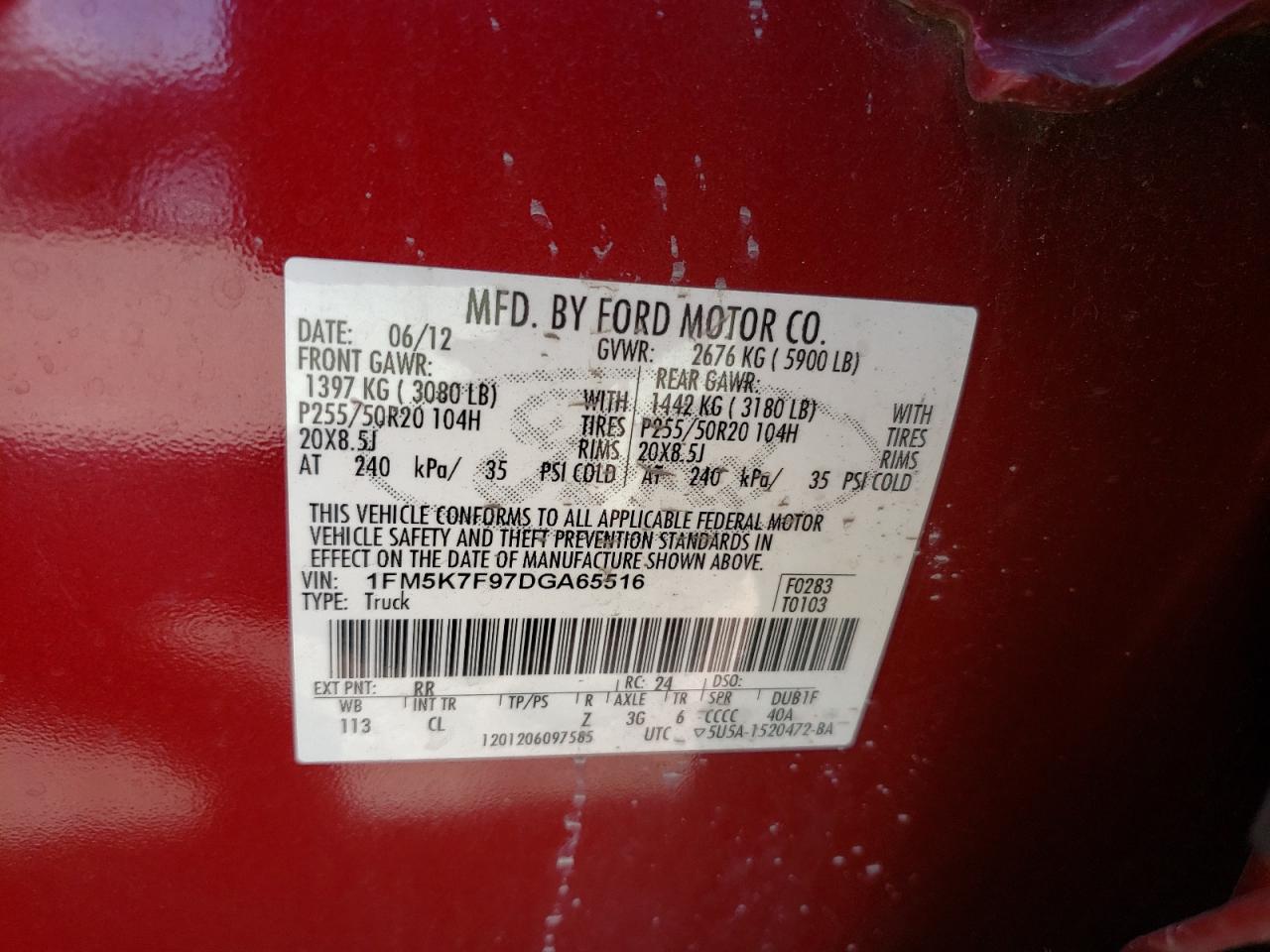 Фото 10 с аукциона – 2013 FORD EXPLORER L с VIN 1FM5K7F97DGA65516