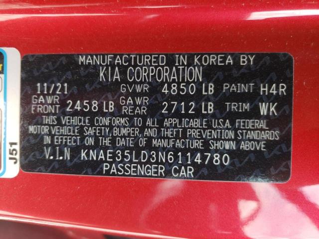 Photo 10 from auction – 2022 KIA STINGER GT with VIN KNAE35LD3N6114780