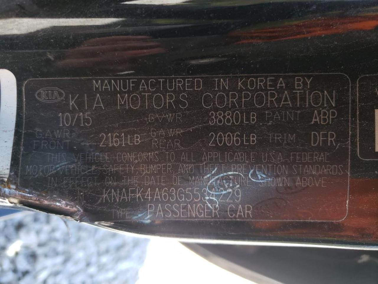 Photo 10 from auction – 2016 KIA FORTE LX with VIN KNAFK4A63G5534229