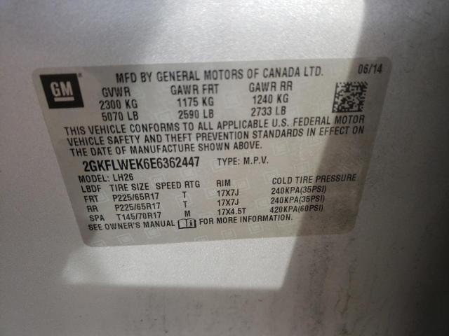 Photo 10 from auction – 2014 GMC TERRAIN SL with VIN 2GKFLWEK6E6362447