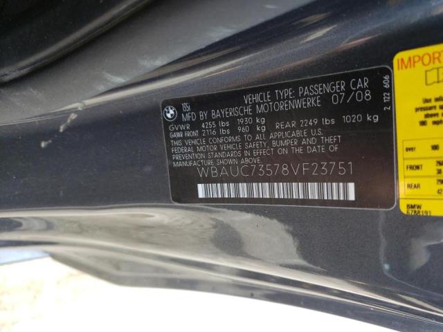 Photo 10 from auction – 2008 BMW 135 I with VIN WBAUC73578VF23751
