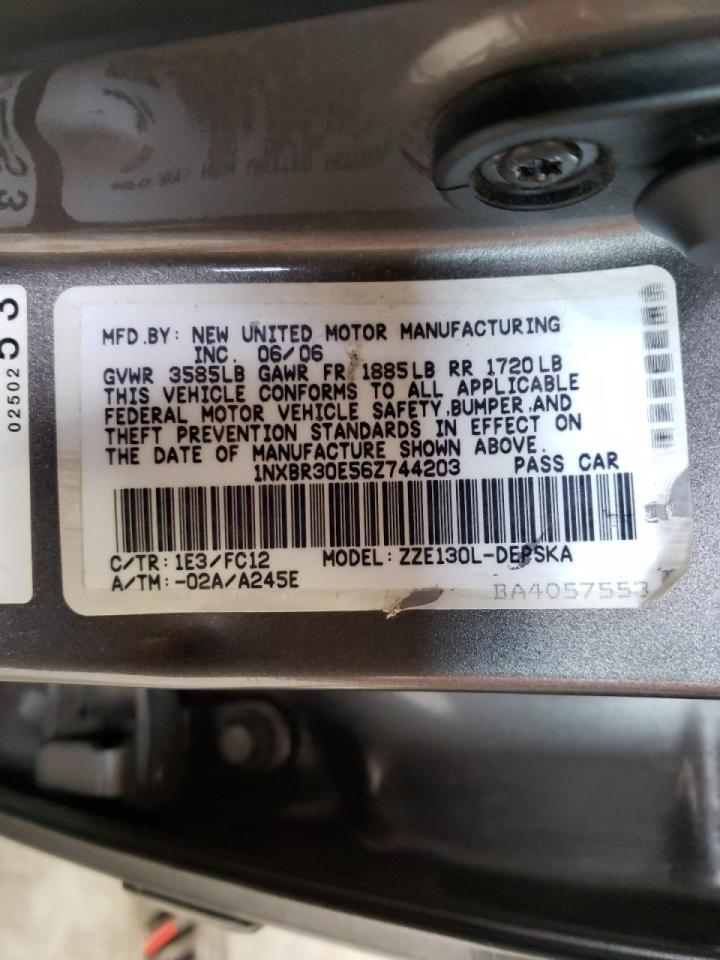 Photo 10 from auction – 2006 TOYOTA COROLLA CE with VIN 1NXBR30E56Z744203