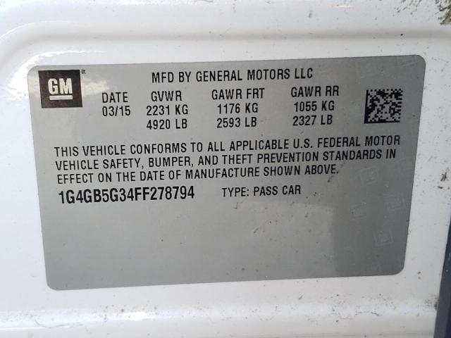 Photo 10 from auction – 2015 BUICK LACROSSE with VIN 1G4GB5G34FF278794