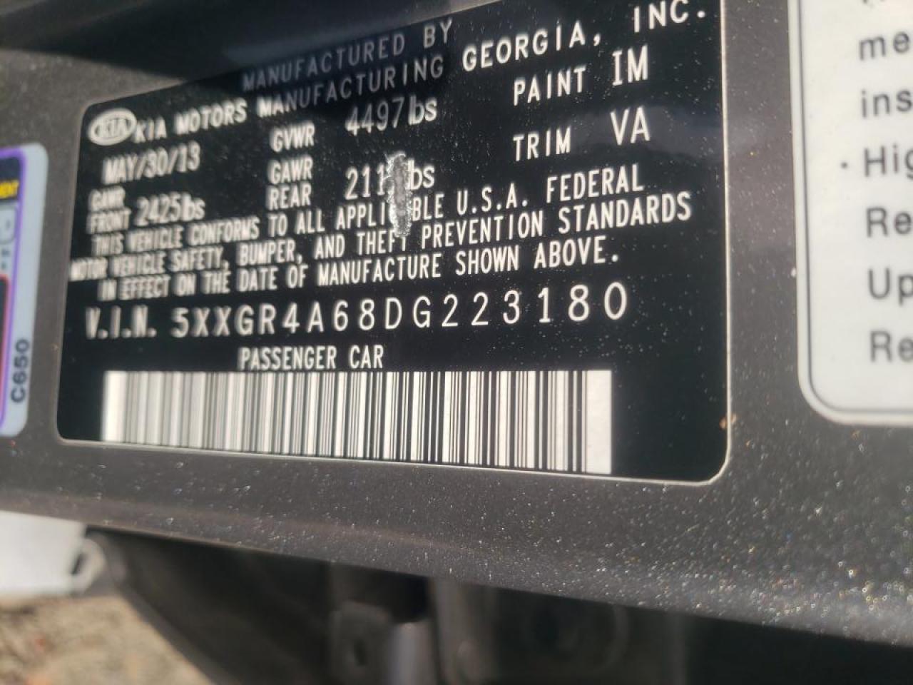Photo 10 from auction – 2013 KIA OPTIMA SX with VIN 5XXGR4A68DG223180