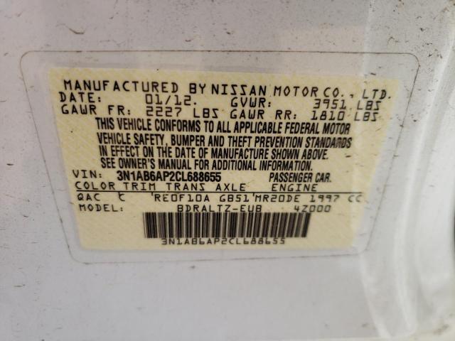 Photo 10 from auction – 2012 NISSAN SENTRA 2.0 with VIN 3N1AB6AP2CL688655