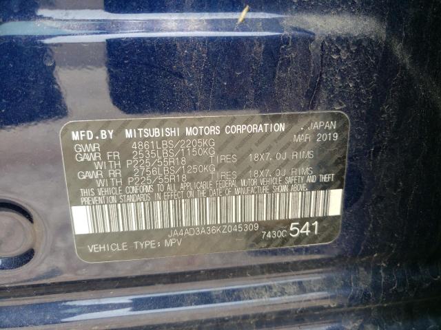 Photo 10 from auction – 2019 MITSUBISHI OUTLANDER with VIN JA4AD3A36KZ045309