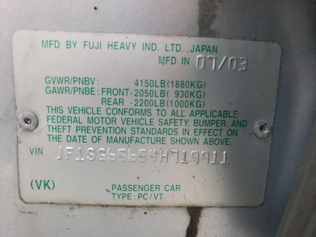 Photo 10 from auction – 2004 SUBARU FORESTER 2 with VIN JF1SG65654H719911
