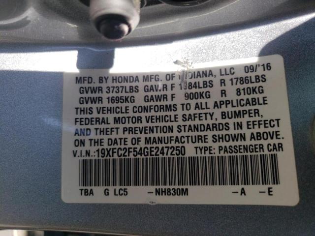 Photo 10 from auction – 2016 HONDA CIVIC LX with VIN 19XFC2F54GE247250