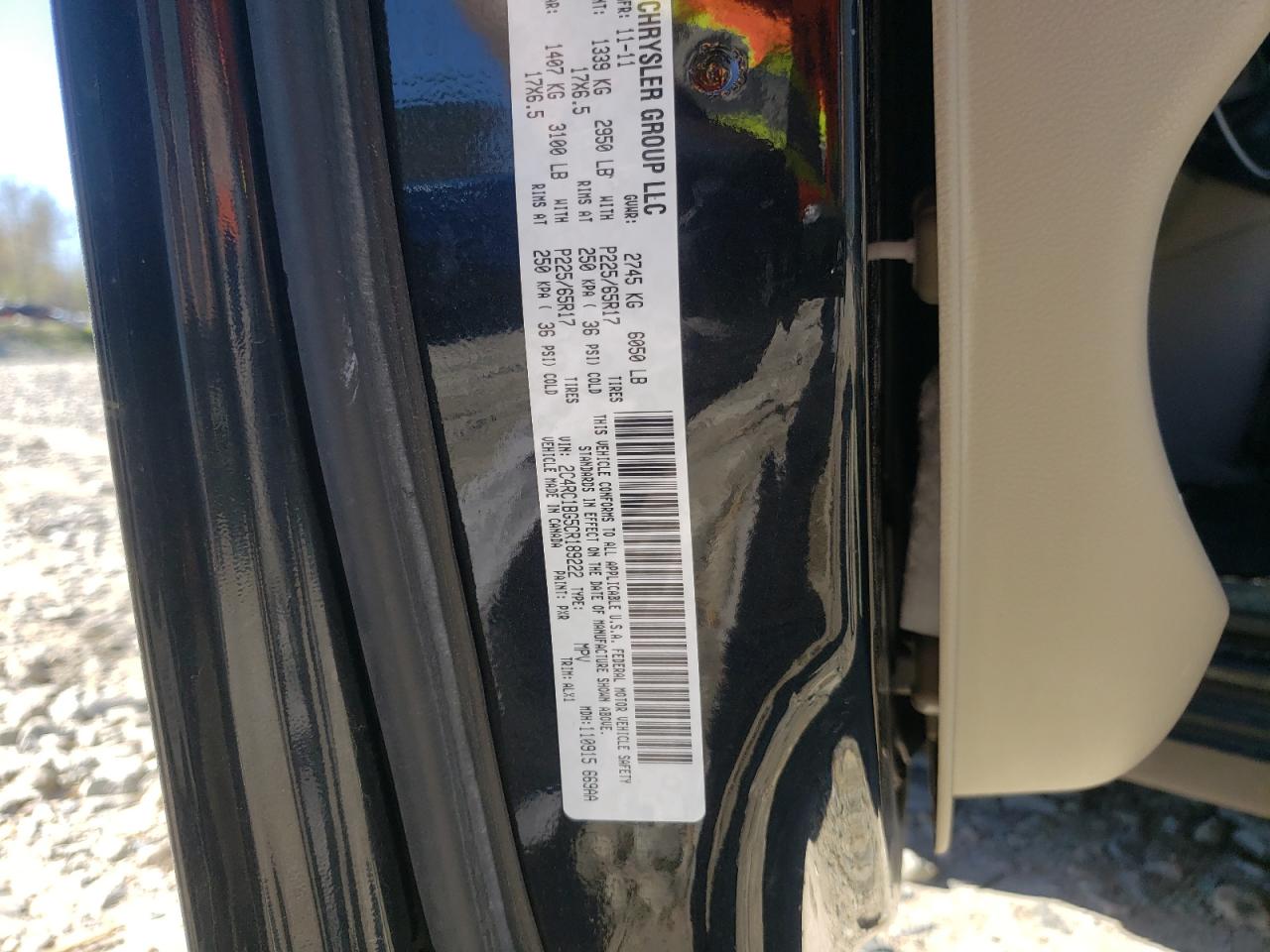 Photo 10 from auction – 2012 CHRYSLER TOWN & COU with VIN 2C4RC1BG5CR189222