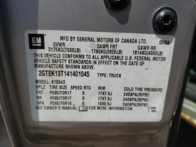 Photo 10 from auction – 2004 GMC NEW SIERRA with VIN 2GTEK13T141401045
