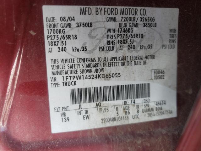 Photo 10 from auction – 2004 FORD F150 SUPER with VIN 1FTPW14524KD65055
