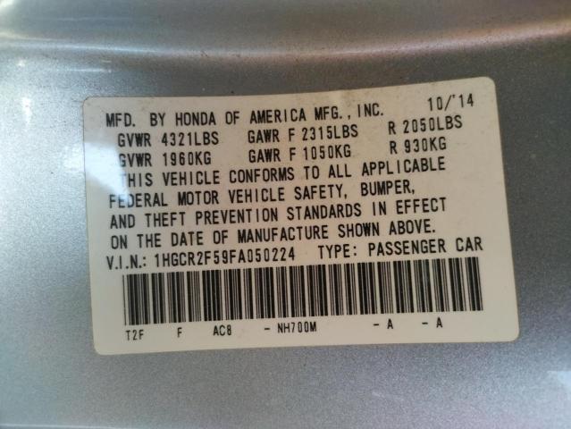 HONDA ACCORD SPO 2015 with VIN 1HGCR2F59FA050224 - Photo from auction