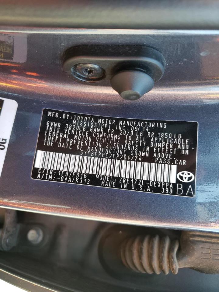 Photo 10 from auction – 2015 TOYOTA COROLLA EC with VIN 5YFBPRHE2FP204774