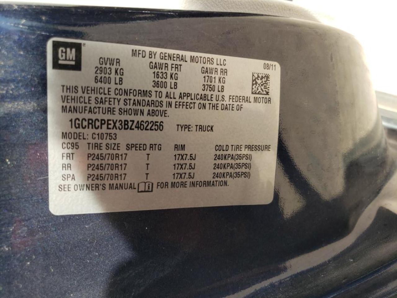 Photo 10 from auction – 2011 CHEVROLET SILVERADO with VIN 1GCRCPEX3BZ462256