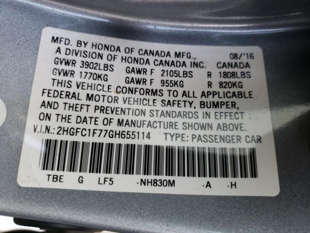 Photo 10 from auction – 2016 HONDA CIVIC EXL with VIN 2HGFC1F77GH655114