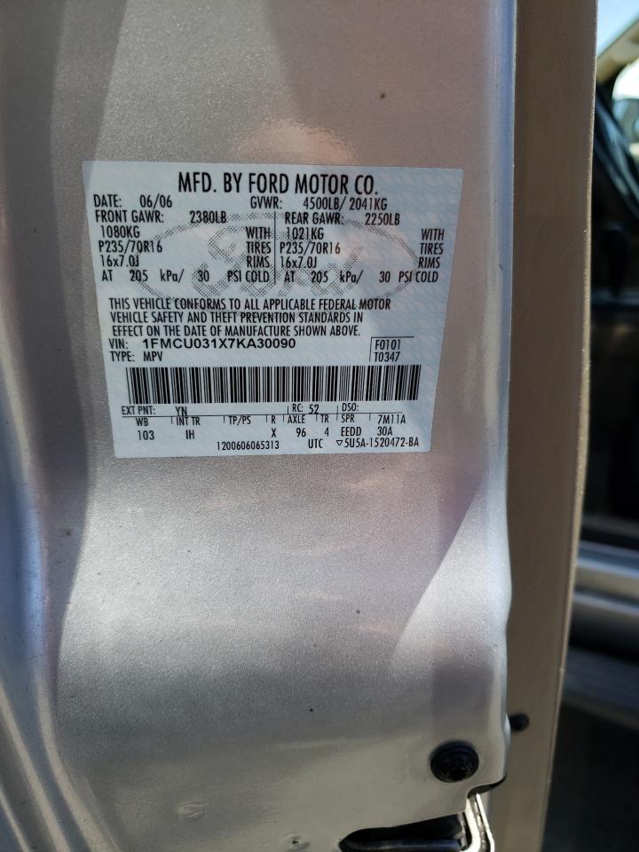 Photo 10 from auction – 2007 FORD ESCAPE XLT with VIN 1FMCU031X7KA30090