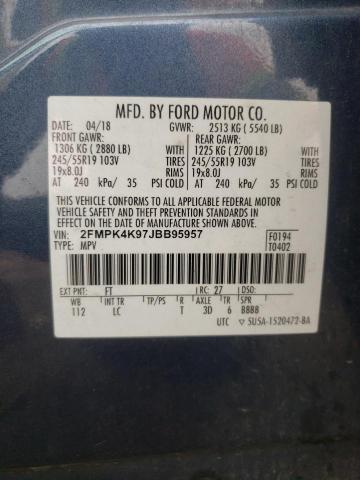 Photo 10 from auction – 2018 FORD EDGE TITAN with VIN 2FMPK4K97JBB95957