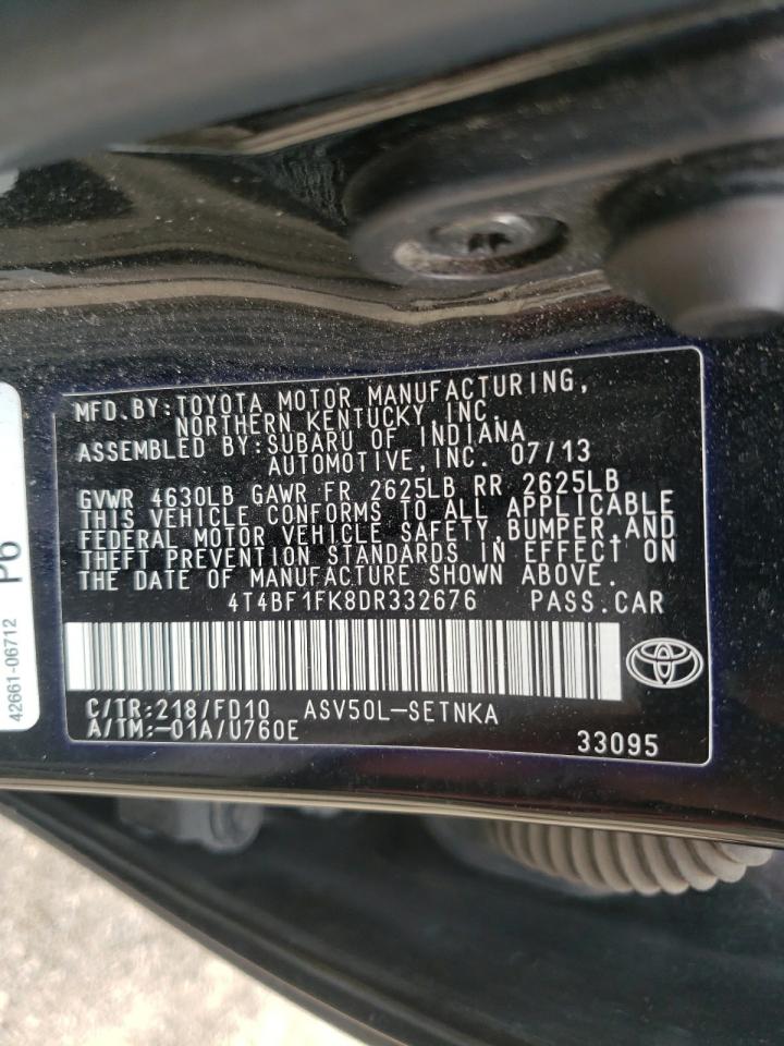 Photo 10 from auction – 2013 TOYOTA CAMRY L with VIN 4T4BF1FK8DR332676