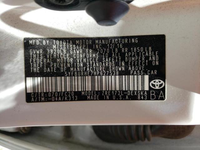 Photo 10 from auction – 2017 TOYOTA COROLLA L with VIN 5YFBURHE7HP627538