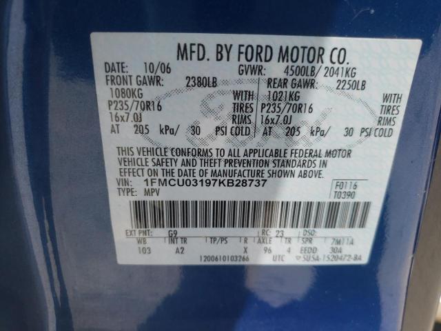 Photo 10 from auction – 2007 FORD ESCAPE XLT with VIN 1FMCU03197KB28737