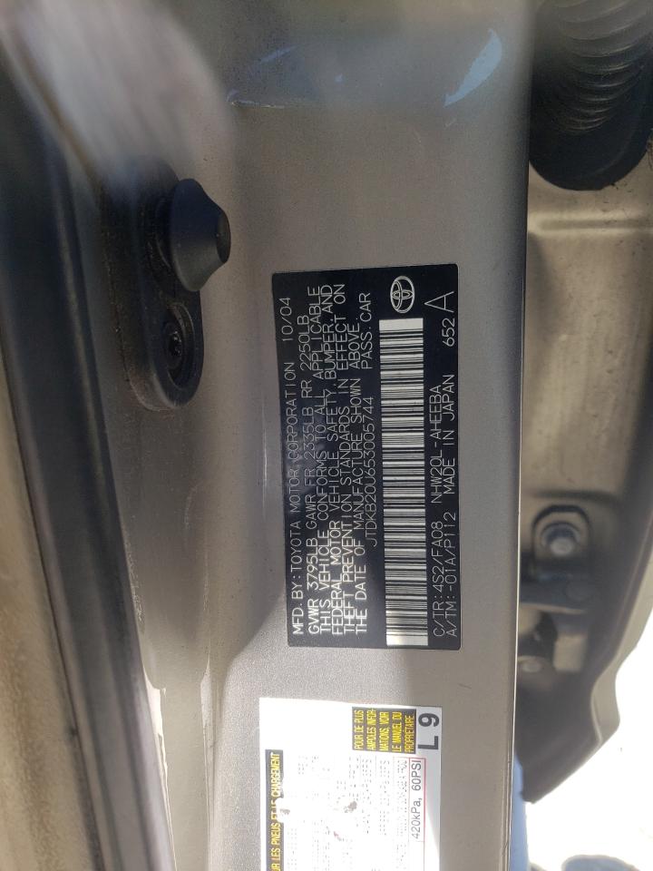 Photo 10 from auction – 2005 TOYOTA PRIUS with VIN JTDKB20U653005744
