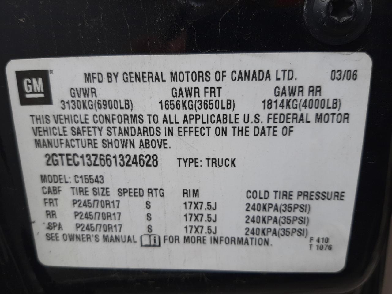 Photo 10 from auction – 2006 GMC NEW SIERRA with VIN 2GTEC13Z661324628
