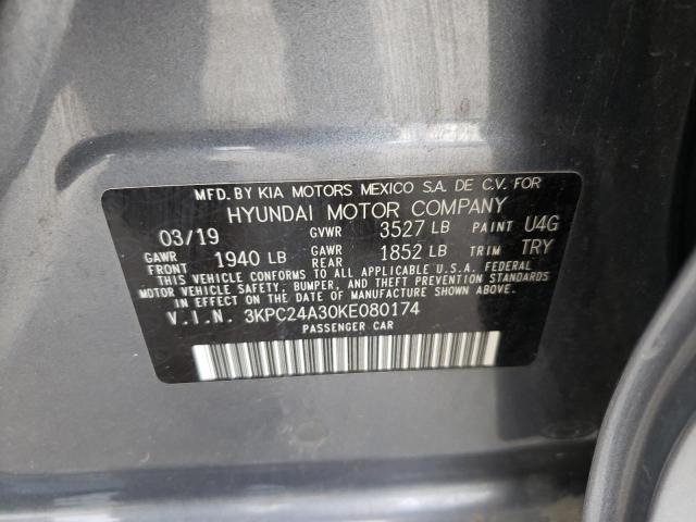 Photo 10 from auction – 2019 HYUNDAI ACCENT SE with VIN 3KPC24A30KE080174
