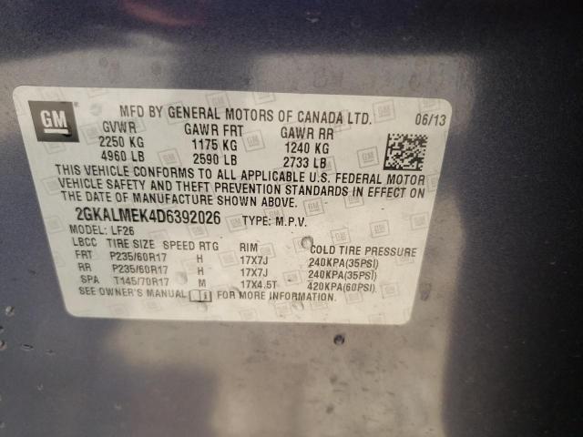 Photo 10 from auction – 2013 GMC TERRAIN SL with VIN 2GKALMEK4D6392026