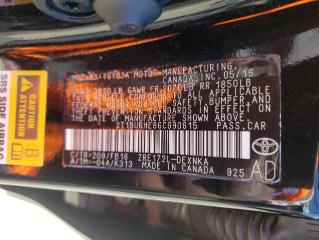 Photo 10 from auction – 2016 TOYOTA COROLLA L with VIN 2T1BURHE8GC690615