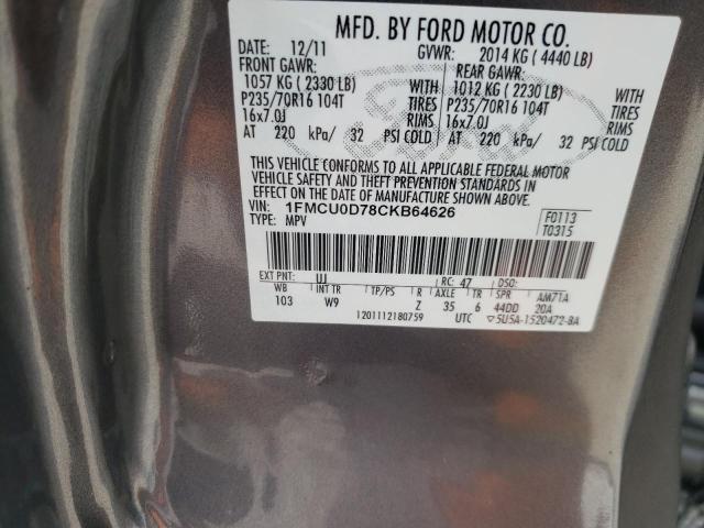 Photo 10 from auction – 2012 FORD ESCAPE XLT with VIN 1FMCU0D78CKB64626