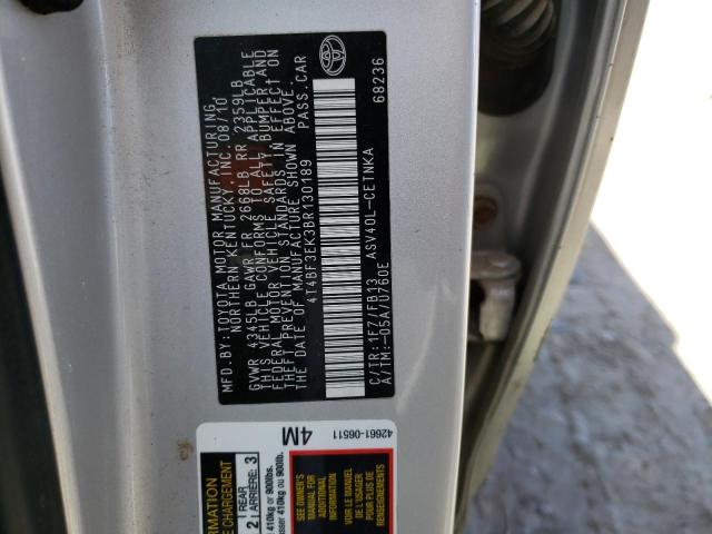 Photo 10 from auction – 2011 TOYOTA CAMRY BASE with VIN 4T4BF3EK3BR130189