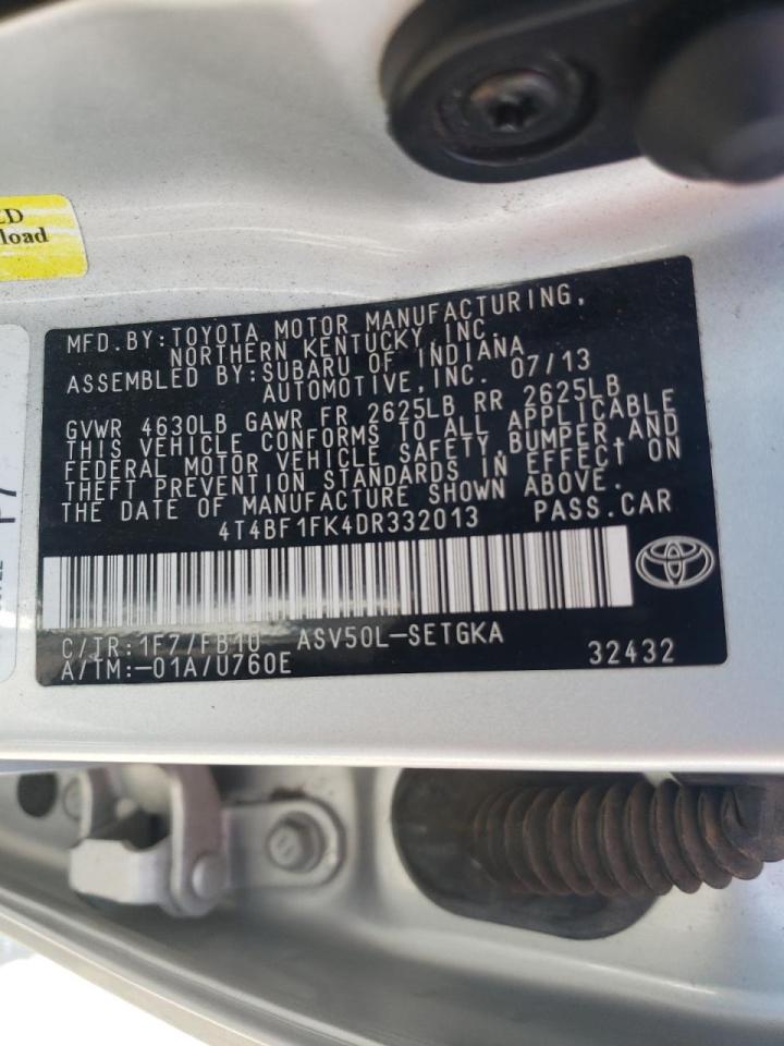 Photo 10 from auction – 2013 TOYOTA CAMRY L with VIN 4T4BF1FK4DR332013