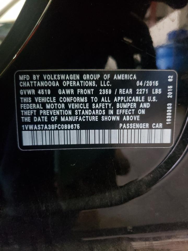 Photo 10 from auction – 2015 VOLKSWAGEN PASSAT S with VIN 1VWAS7A38FC089675