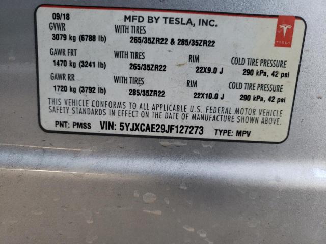 Photo 10 from auction – 2018 TESLA MODEL X with VIN 5YJXCAE29JF127273