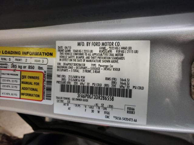 Photo 10 from auction – 2013 FORD FUSION S with VIN 3FA6P0G73DR286558