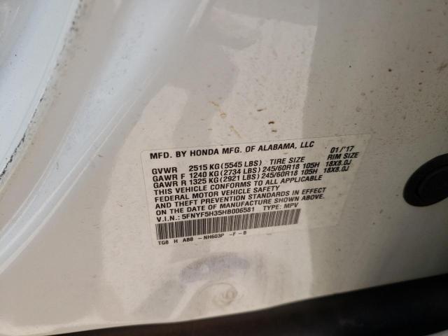 Photo 10 from auction – 2017 HONDA PILOT EX with VIN 5FNYF5H35HB006581