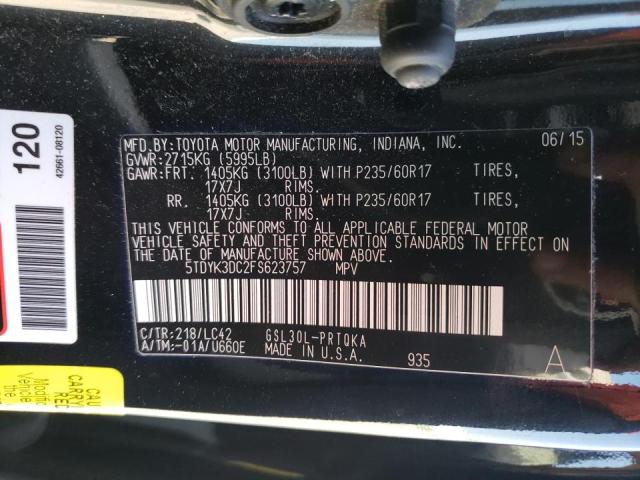 Photo 10 from auction – 2015 TOYOTA SIENNA XLE with VIN 5TDYK3DC2FS623757